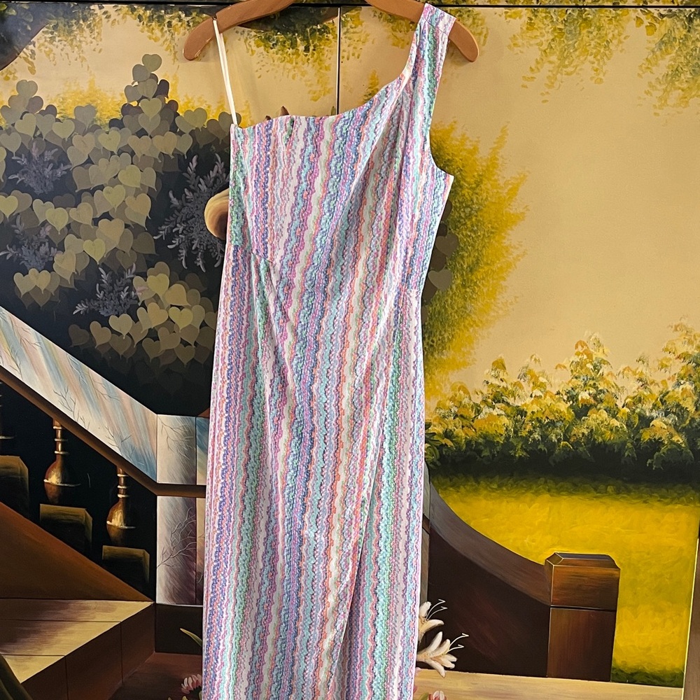 One-Shoulder Multicolor Dress Bcbg maxazria 0